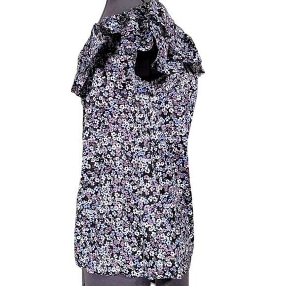 Michael Kors Purple Floral Off-Shoulder Top Sz S - Picture 3 of 11